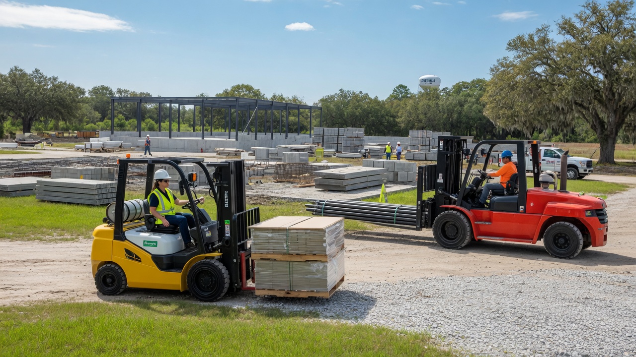Electric and diesel forklift rentals available in Baldwin, AL for various projects